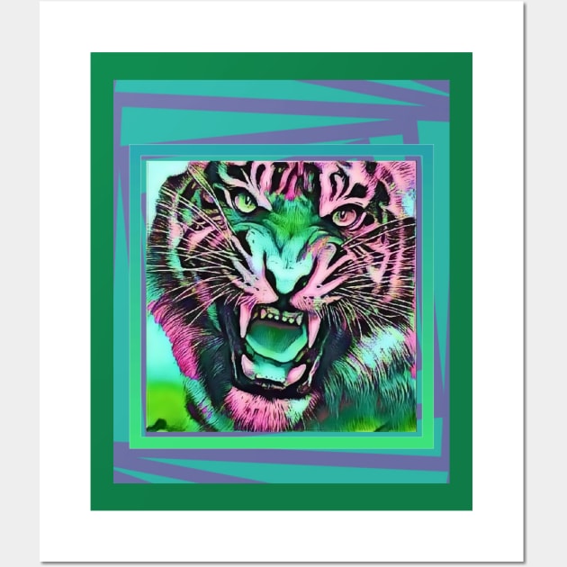 Tiger Growl (striped frame) Wall Art by PersianFMts